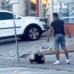 Homem e flagrado espancando mulher na rua em Bombinhas VEJA O VIDEO