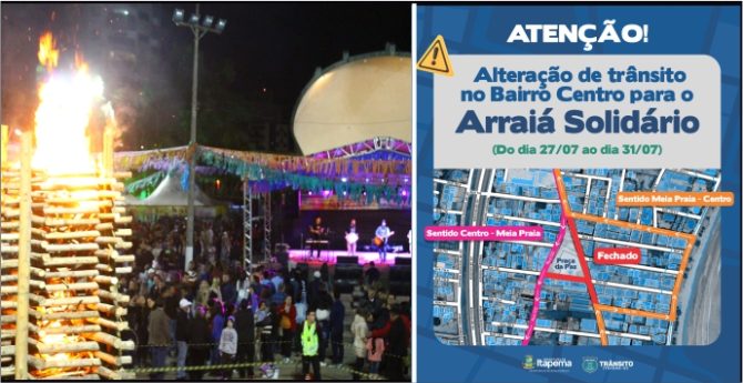 Centro de Itapema terá mudanças no trânsito em virtude do Arraiá Solidário