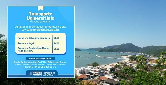 Porto Belo define datas para cadastro de estudantes que utilizam transporte universitário