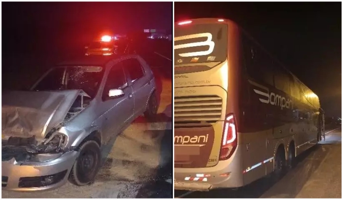 Colisão entre carro e ônibus, deixa motorista ferido em SC