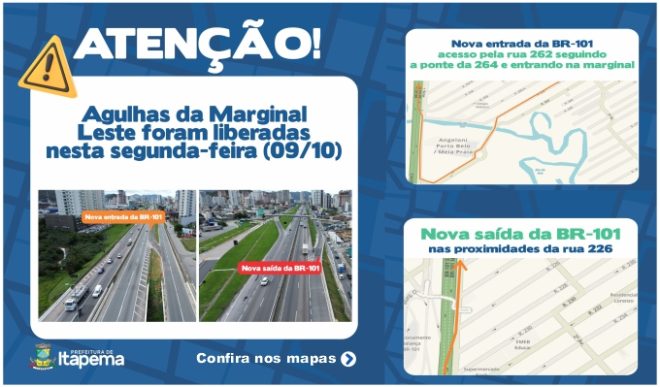 AS AGULHAS DE INCOPORAÇÃO E DESENCORPORAÇÃO DA MARGINAL LESTE DA BR-101 FORAM LIBERARDAS