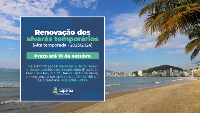 Prazo para renovação do alvará temporário termina 10 de outubro