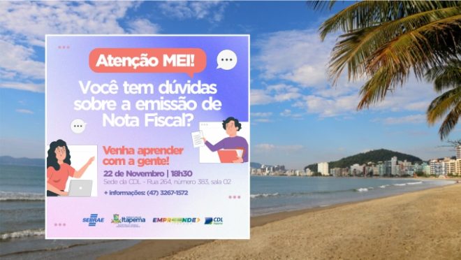 Empreende Itapema abre inscrições para capacitação gratuita sobre emissão de Notas Fiscais de Serviço (NFS-e)