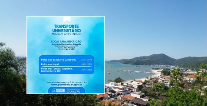 Porto Belo divulga datas de inscrições para transporte universitário