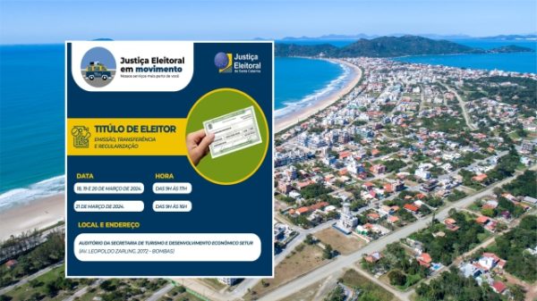 Justiça Eleitoral em movimento realiza atendimentos em Bombinhas de 18 a 21 de março