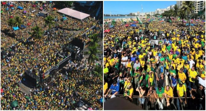 Apoiadores de Bolsonaro realizam manifestação política no Rio de Janeiro