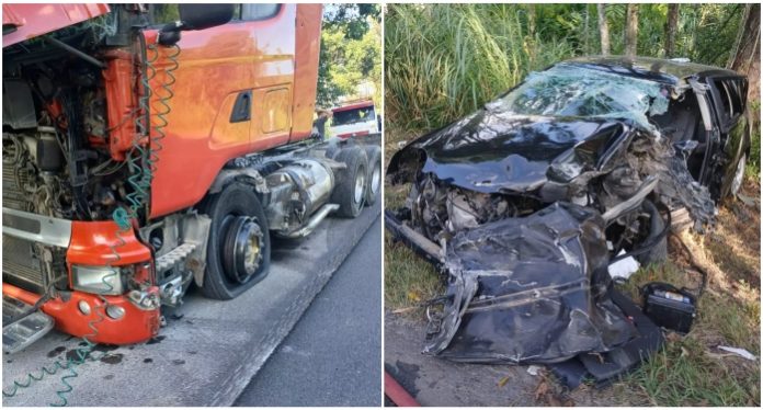 Colisão na BR-470 em Indaial deixa mulher gravemente ferida
