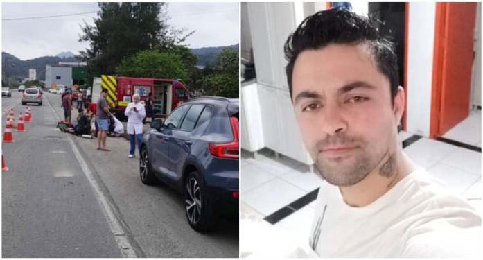 Ciclista morre após acidente na SC-108 envolvendo tubo de ferro solto de caminhão