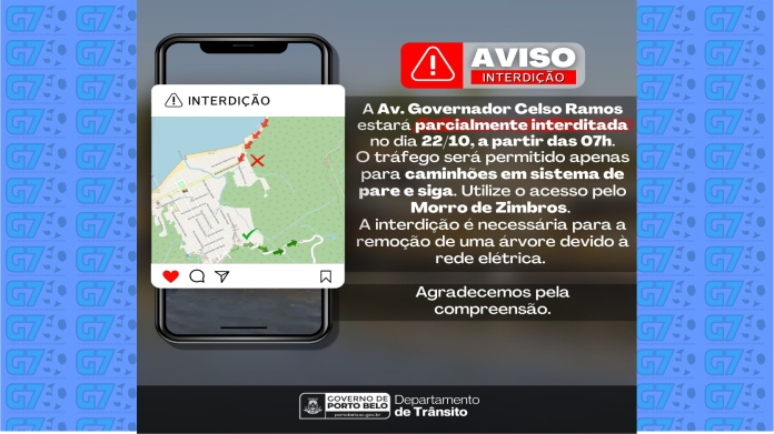 Interdição parcial em Porto Belo afetará tráfego no Morro de Bombas