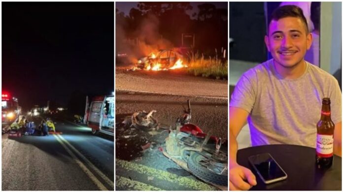 Jovem de 19 anos morre em colisão na BR-470 em Curitibanos, e carro pega fogo após impacto