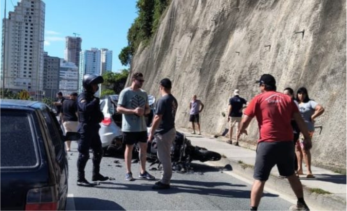 Motociclista fica gravemente ferido em acidente na marginal de Itapema