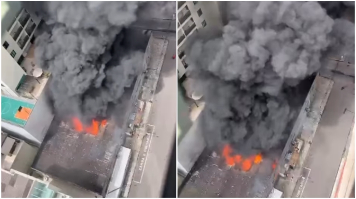 Incêndio de grandes proporções destrói supermercado em Itapema neste Natal