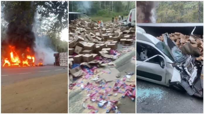 Grave acidente na Serra de Corupá causa mortes e interdição total da BR-280