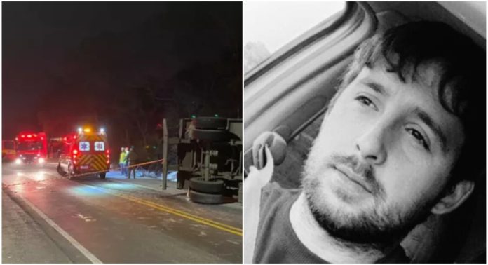 Carga de caminhão despenca sobre carro e tira a vida de jovem em SC