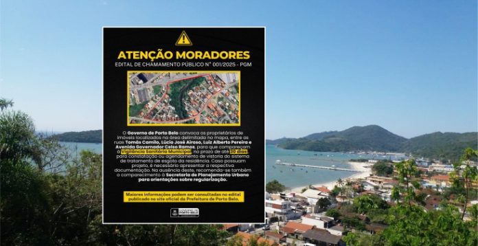 Porto Belo convoca moradores para regularizar sistema de esgoto residencial