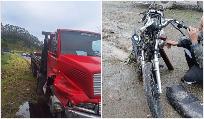 Ultrapassagem proibida deixa motociclista sem CNH gravemente ferido na SC‑108