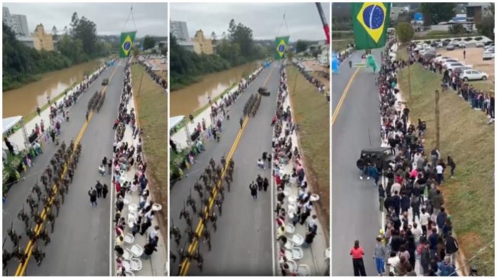 Jipe desgovernado atinge espectadores durante desfile em Brusque_