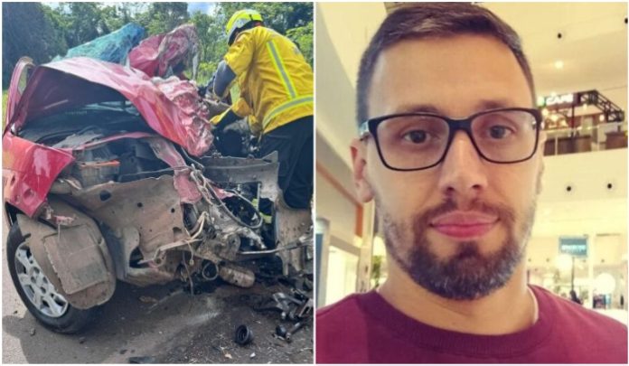 Colisão entre caminhonete e caminhão mata empresário na BR-282