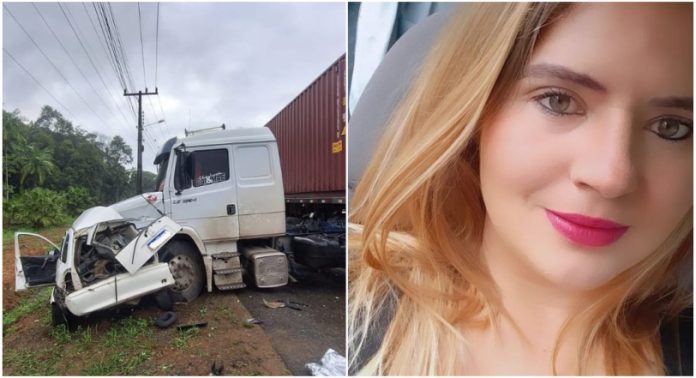 Mulher de 33 anos morre após colisão frontal com caminhão na SC-110