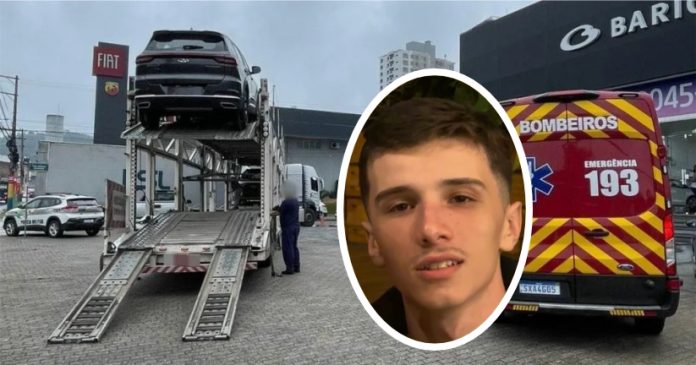 Tragédia na Osvaldo Reis_ jovem motociclista perde a vida em colisão com caminhão-cegonha