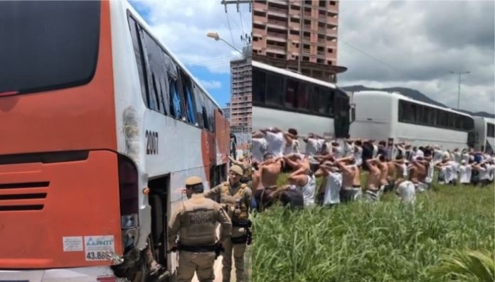 Torcidas de Santos e Internacional provocam confusão e fecham BR-101 em Itapema