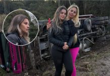 VÍDEO: Caminhoneira influencer escapa ilesa após carreta tombar na BR-116 em Santa Catarina