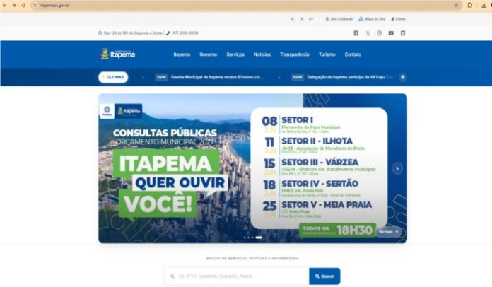 Moradores de Itapema já podem enviar sugestões para o orçamento municipal de 2027