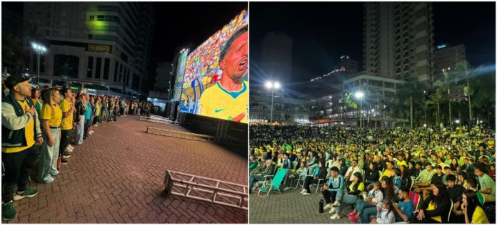 Praça da Paz reúne multidão para acompanhar estreia do Brasil na Copa do Mundo em Itapema
