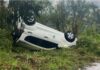 Carro da Prefeitura de Rio do Sul capota durante vistoria técnica na Serra do Tucano