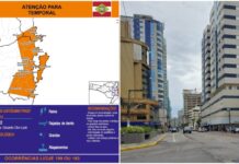 Defesa Civil de Itapema emite alerta laranja para risco de temporais nas próximas horas