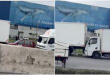 Engavetamento com seis veículos deixa trânsito lento na BR-101, em Itajaí