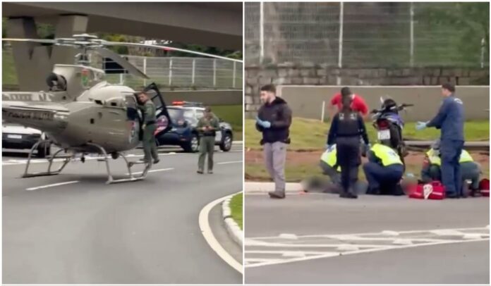 Grave acidente com motocicleta mobiliza helicóptero da PM em Florianópolis