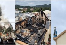 Incêndio destrói interior de igreja em Treze de Maio; imagem de Nossa Senhora Aparecida permanece intacta